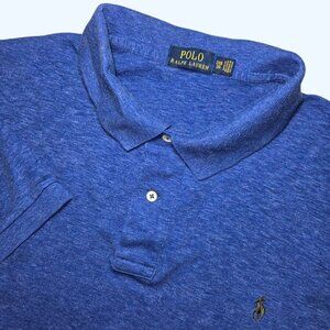 Polo Ralph Lauren Polo Shirt Mens 2XB Big Blue Black Pony Embroidered Preppy